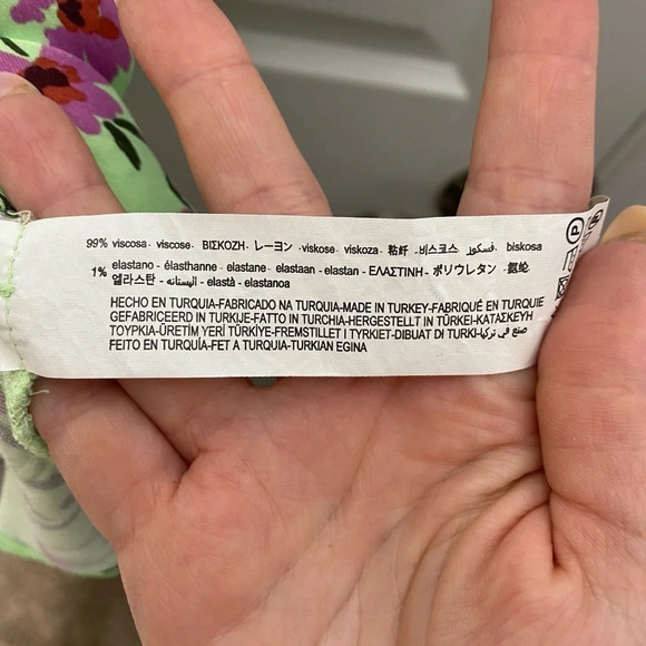 ZARA Green/Pink Floral Mini Dress Size Medium‎ - Picture 8 of 8